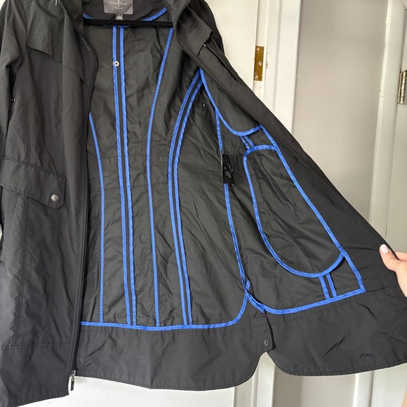 Cole Haan Coat Womens Small Water Resistant Black Removable Hood Raincoat Jacket - Picture 8 of 15